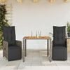 vidaXL Bistro Set Grey Poly Rattan Medium Removable Covers Bistro Set