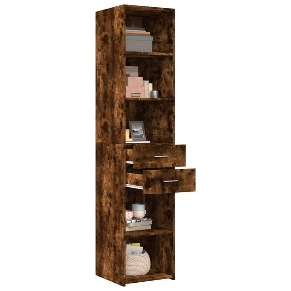 vidaXL Highboard Smoked oak Engineered wood Tall Highboard Rectangular