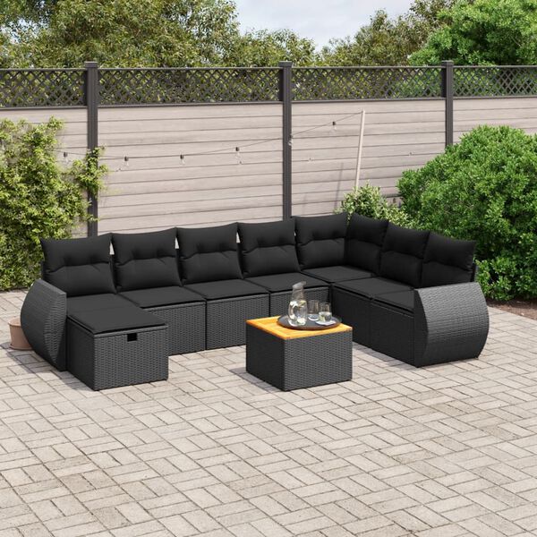 vidaXL Garden Sofa Set Black
