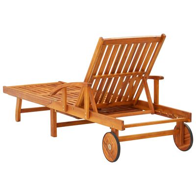 Wooden outdoor lounge with wheels and adjustable back