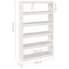 vidaXL Book Cabinet White Solid Pine wood 39.4x11.8x65.9 in