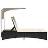vidaXL Patio Double Sun Lounger Black PE rattan Double