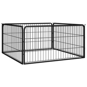 vidaXL Dog Playpen Black Powder-coated steel 39.4 x 39.4 x 19.7 in