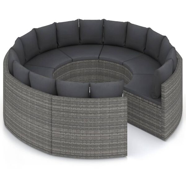 vidaXL 8 Piece Patio Sofa Set with Cushions Poly Rattan Gray