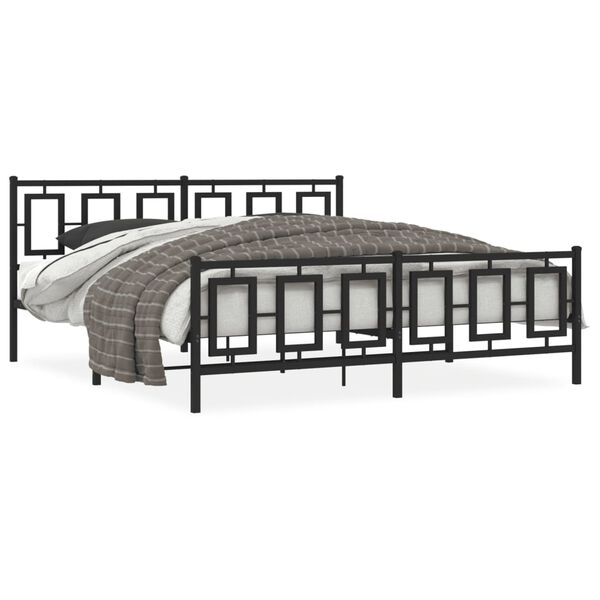 vidaXL Bed Frame Black Steel Full Bed Frame Rectangular Modern