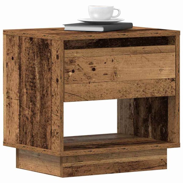 vidaXL Nightstand with Drawer 2 pcs Old Wood 17.72 x 13.39 x 17.32 in
