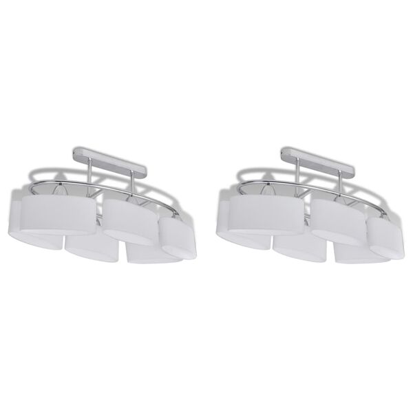 vidaXL Ceiling Lamp Set of 2 Chrome, White Metal, Glass Medium
