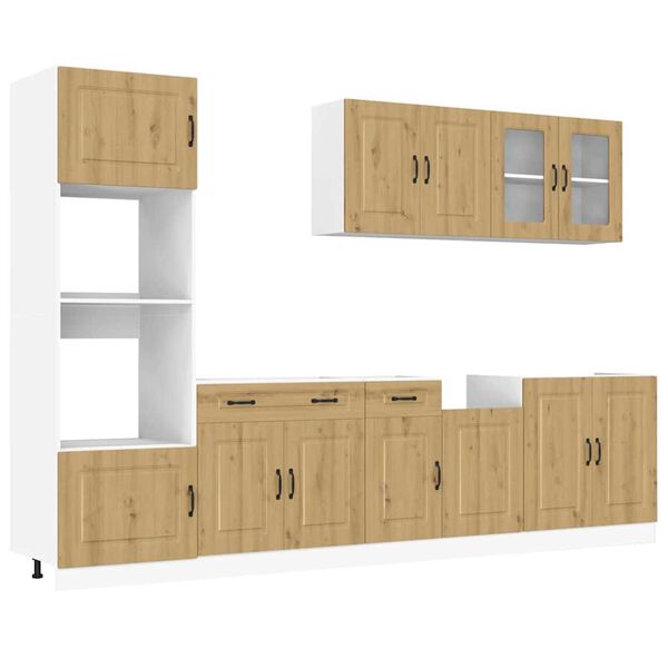 vidaXL Kitchen Cabinet Set Artisan Oak Engineered Wood and Glass