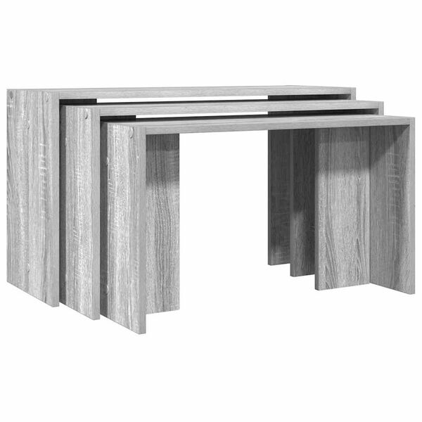 vidaXL Nesting Table Gray Sonoma Engineered wood Small, Medium, Large