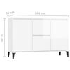 vidaXL Sideboard High Gloss White 40.2"x13.8"x27.6" Engineered Wood