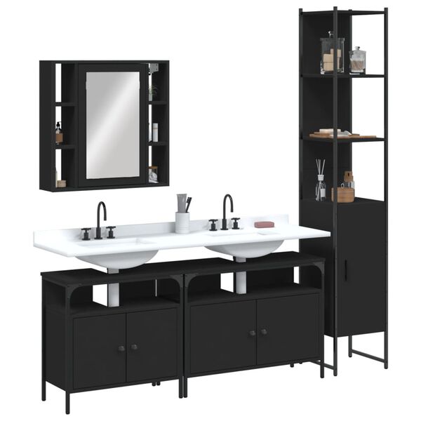 vidaXL Bathroom Cabinet Set Black