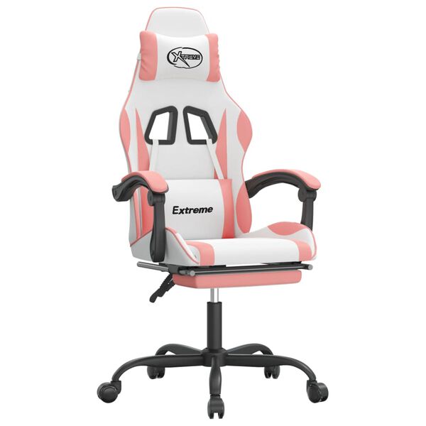 vidaXL Gaming Chair White and Pink Faux leather, metal, plywood Standard