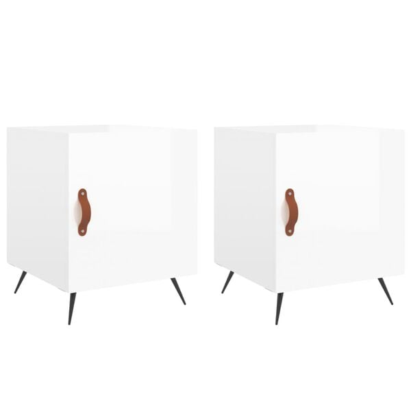 vidaXL Bedside Cabinet Set of 2 High gloss white