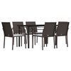 vidaXL Garden Dining Set Brown chairs, black table, cream white cushions