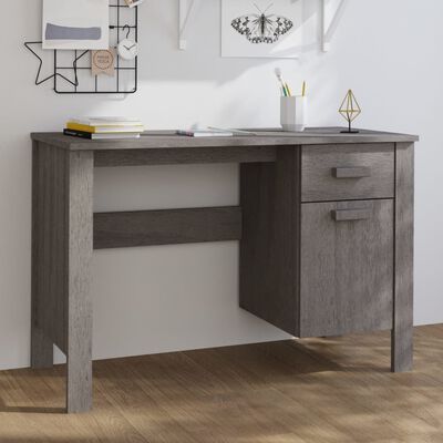 vidaXL Desk Light Gray 44.5"x19.7"x29.5" Solid Wood Pine