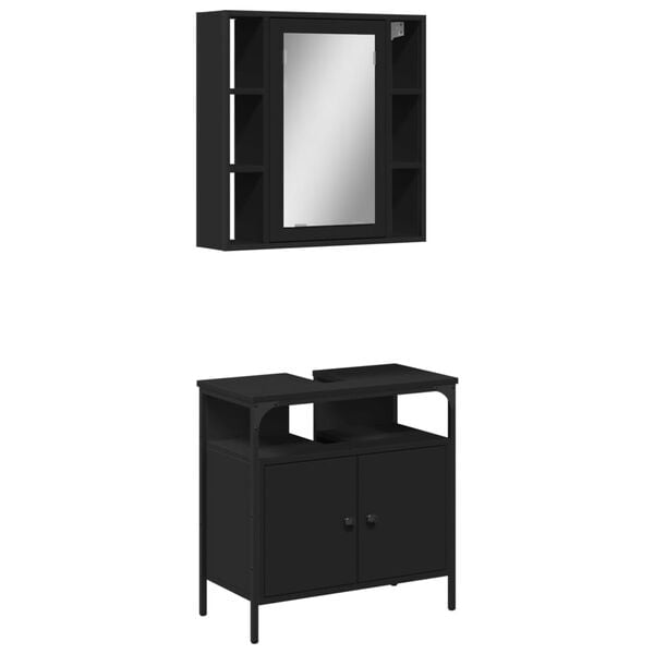 vidaXL Bathroom Furniture Set Black Engineered Wood