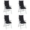 vidaXL Highback Chair Cushion Set of 4 Black with check pattern