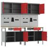 vidaXL Work Bench Set with Drawer with Shelf with Storage Red Steel