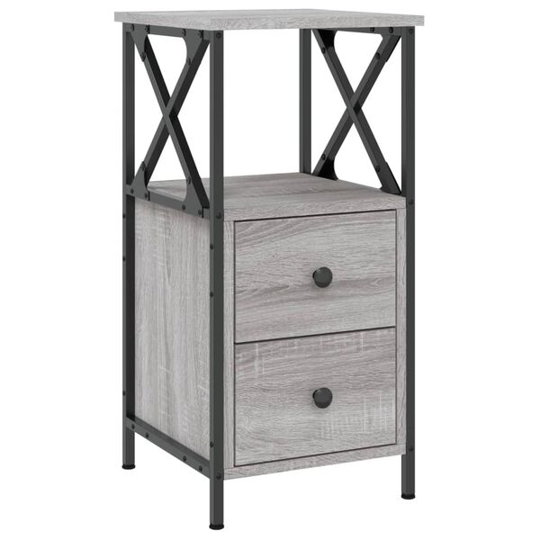 vidaXL Bedside Cabinet Grey sonoma Engineered wood Medium