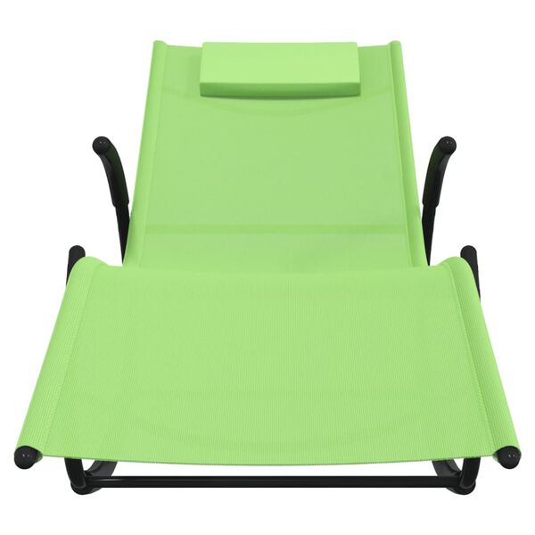 vidaXL Rocking Sun Loungers 2 pcs Green Steel and Textilene