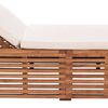 vidaXL Sun Lounger Cream and Teak Teak wood and polyester Large