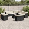 vidaXL Garden Sofa Set Black PE rattan Large Adjustable Feet