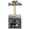 vidaXL Cat Tree Grey with black paw prints