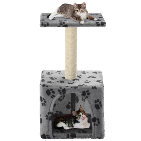vidaXL Cat Tree Grey with black paw prints