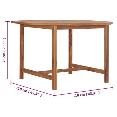 vidaXL Patio Dining Table 43.3"x43.3"x29.5" Solid Wood Teak