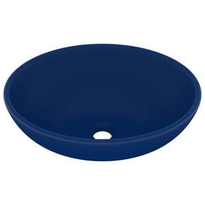 vidaXL Luxury Basin Oval-shaped Matt Dark Blue 15.7x13.0" Ceramic