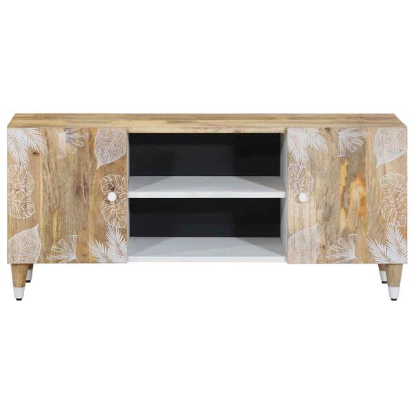 vidaXL TV Cabinet Natural Mango Wood and White