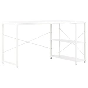 vidaXL Computer Desk White Engineered wood and powder-coated metal Large