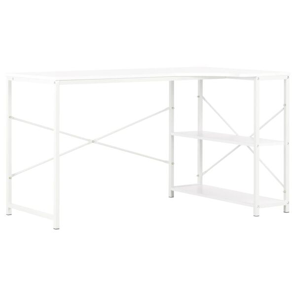 vidaXL Computer Desk White Engineered wood and powder-coated metal Large