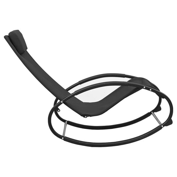 vidaXL Sun Lounger with Pillow Steel and Textilene Black