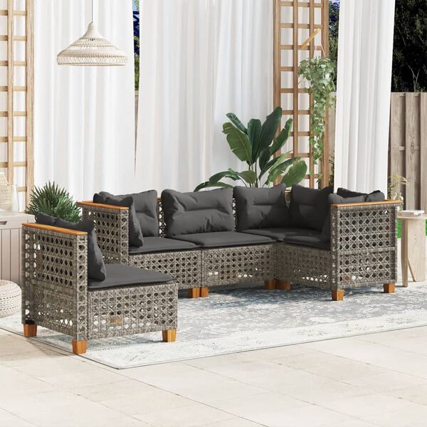 vidaXL Garden Sofa Set Grey, Dark Grey
