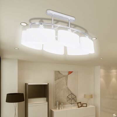 vidaXL Ceiling Lamp with Ellipsoid Glass Shades for 6 E14 Bulbs
