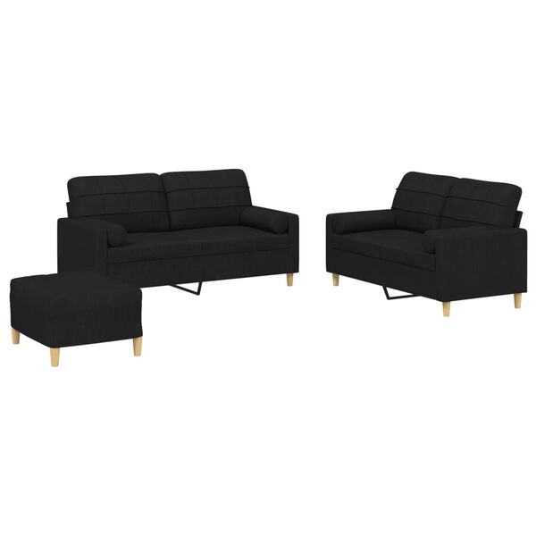 vidaXL Sofa Set Black Fabric (100% polyester), metal, textilene, plywood