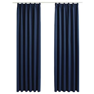 vidaXL Blackout Curtains with Hooks 2 pcs Blue 55.1x68.9"