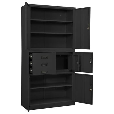 vidaXL Office Cabinet Anthracite 35.4"x15.7"x70.9" Steel