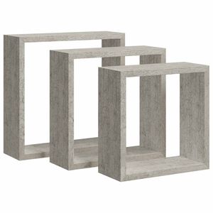 vidaXL Wall Cube Shelf Set of 3 Concrete Gray MDF