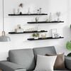vidaXL Wall Shelf Set of 4 Black MDF Medium Decorative Inlays