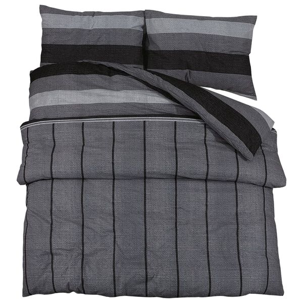 vidaXL Duvet Cover Set Set of 2 Dark Grey 100% Cotton 102.4 x 86.6 in