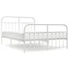 vidaXL Bed Frame White Powder-Coated Steel 55 x 79 in Bed Frame