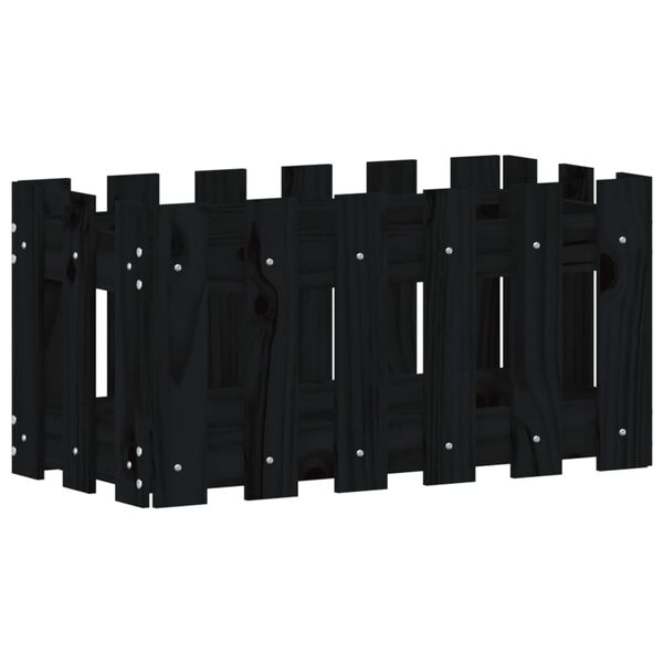 vidaXL Garden Planter Black Solid pine wood 23.6 x 11.8 x 11.8 in