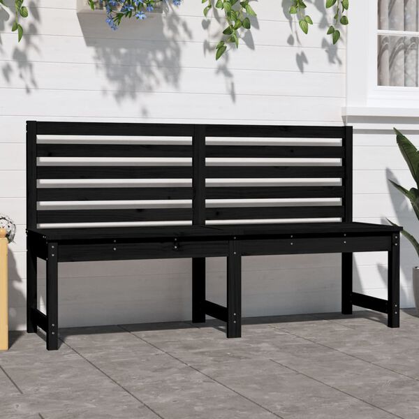 vidaXL Garden Bench Black Solid pine wood Medium Durable Garden Bench