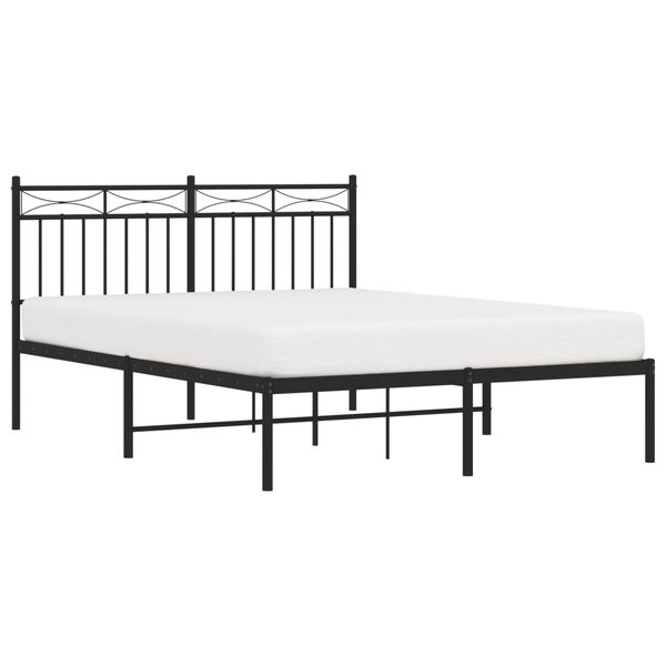 vidaXL Bed Frame Black Powder-Coated Steel Double Modern Bed Frame