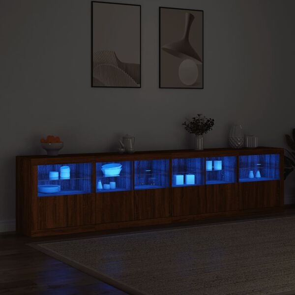 vidaXL Sideboard Brown Oak Engineered wood, Glass Large Sideboard