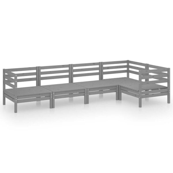 vidaXL Garden Lounge Set Gray Solid pinewood Medium Modular