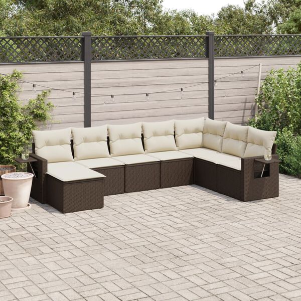 vidaXL Garden Sofa Set Brown PE rattan Large Modular Garden Sofa Set