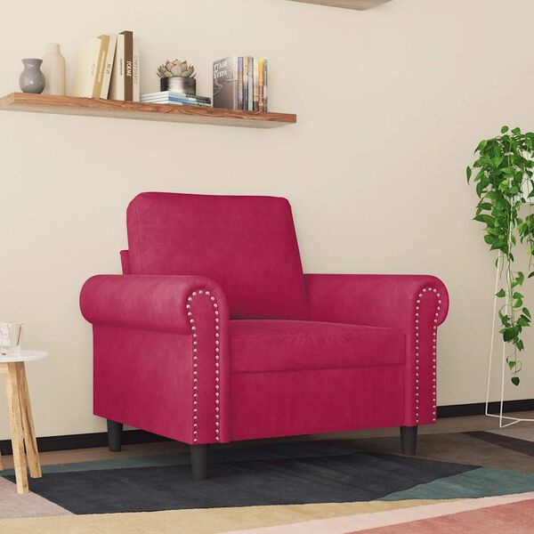 vidaXL Sofa Chair Wine red Velvet (100% polyester) 23.6 in seat width